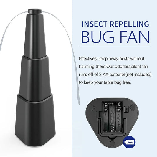 Fly-repellent, cordless fan for the outdoor table or as an alternative to insect spray