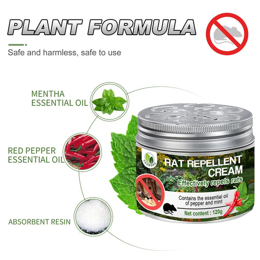 Deteratization and plant-based rat cream. Chemical-free and safe for home use.