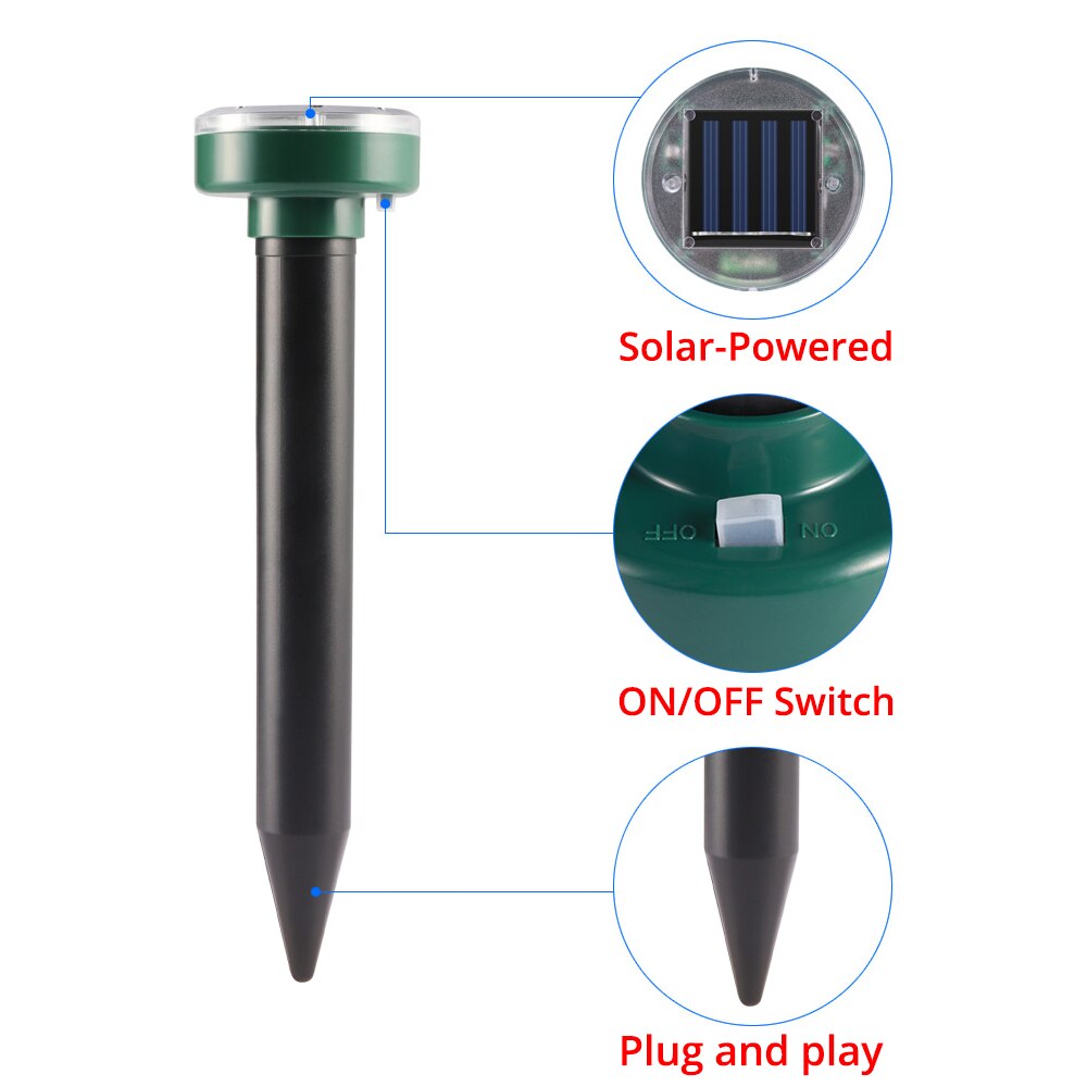 Solar powered mole deterrent