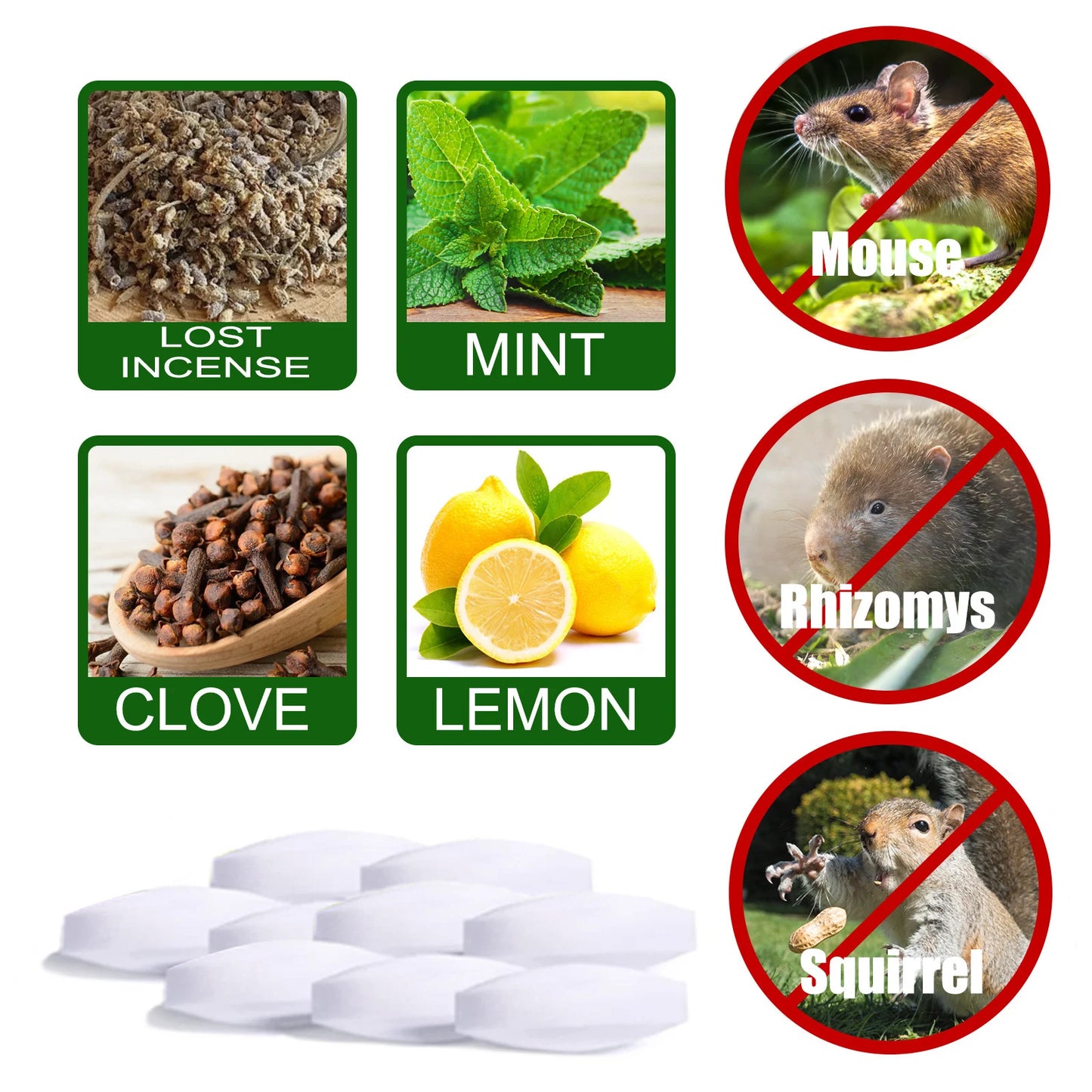 All-natural rat and mouse repellent pill packs (20 pcs)