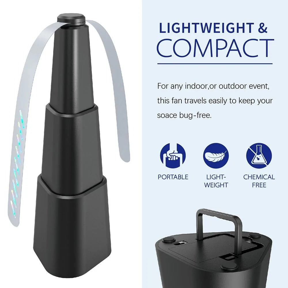 Fly-repellent, cordless fan for the outdoor table or as an alternative to insect spray