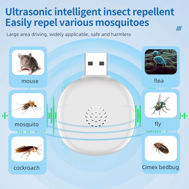 Ultimativ ultrasonisk insekt-repeller: USB, lang rækkevidde og indbygget batteri for optimal effektivitet